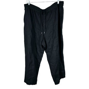 Athleta Retreat High Rise Linen Ankle Pant Black Women's Size 3X New With Tags
